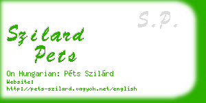 szilard pets business card