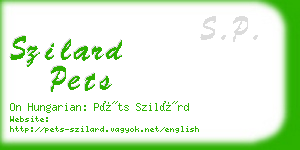 szilard pets business card